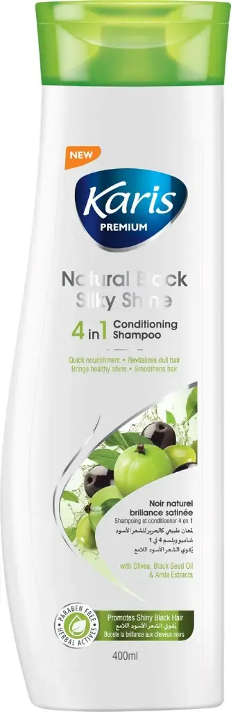 KARIS PREMIUM SHAMPOO 400ML NATURAL BLACK SILKY SHINE 